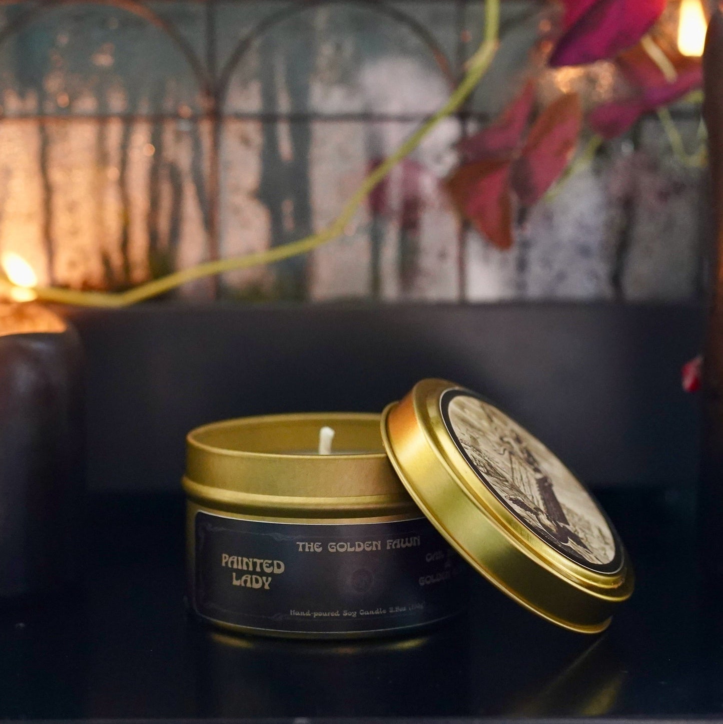 Painted Lady - Handmade Soy Candle, Oak Moss and Golden Rose