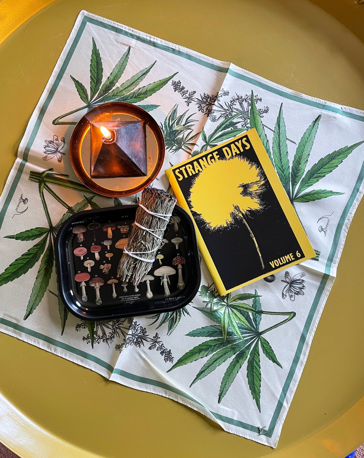 Silk Scarf Altar-cloth - Cannabis Print